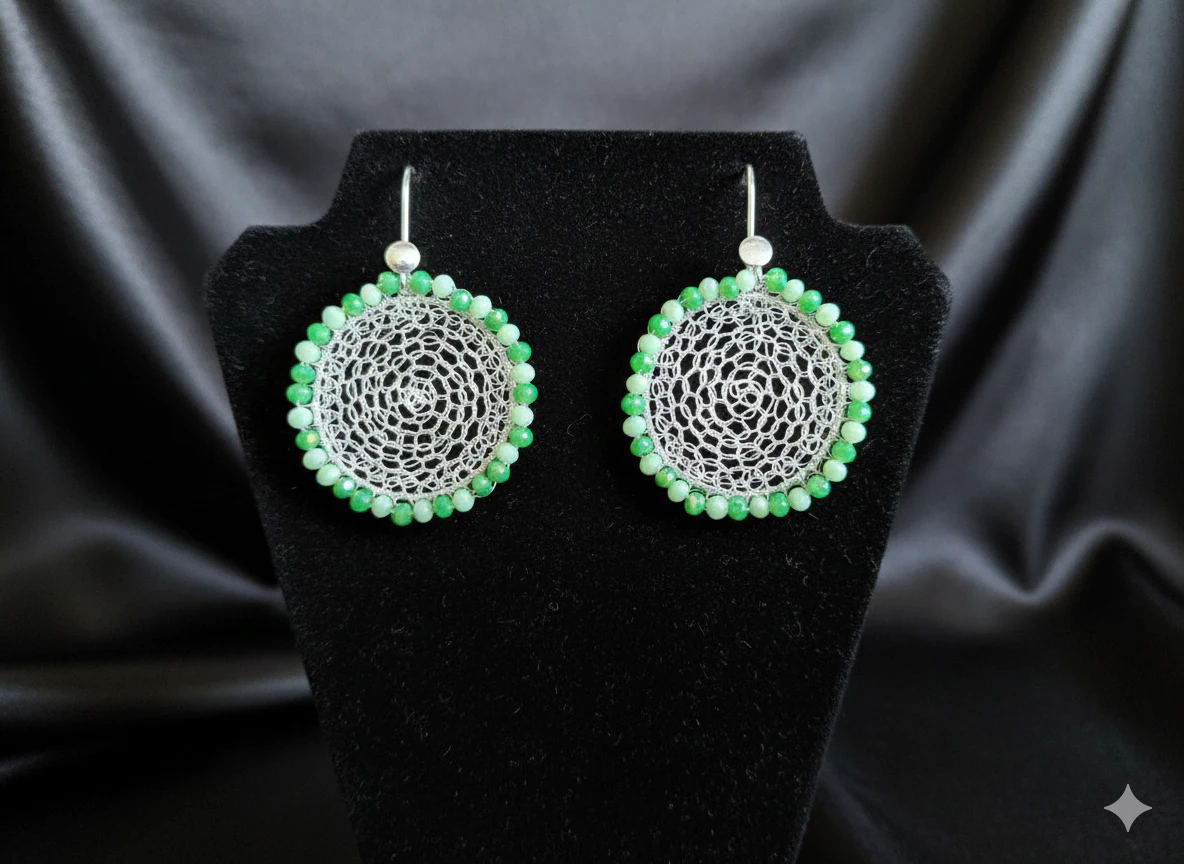 Aretes Aro Atrapasueño Verde y Menta