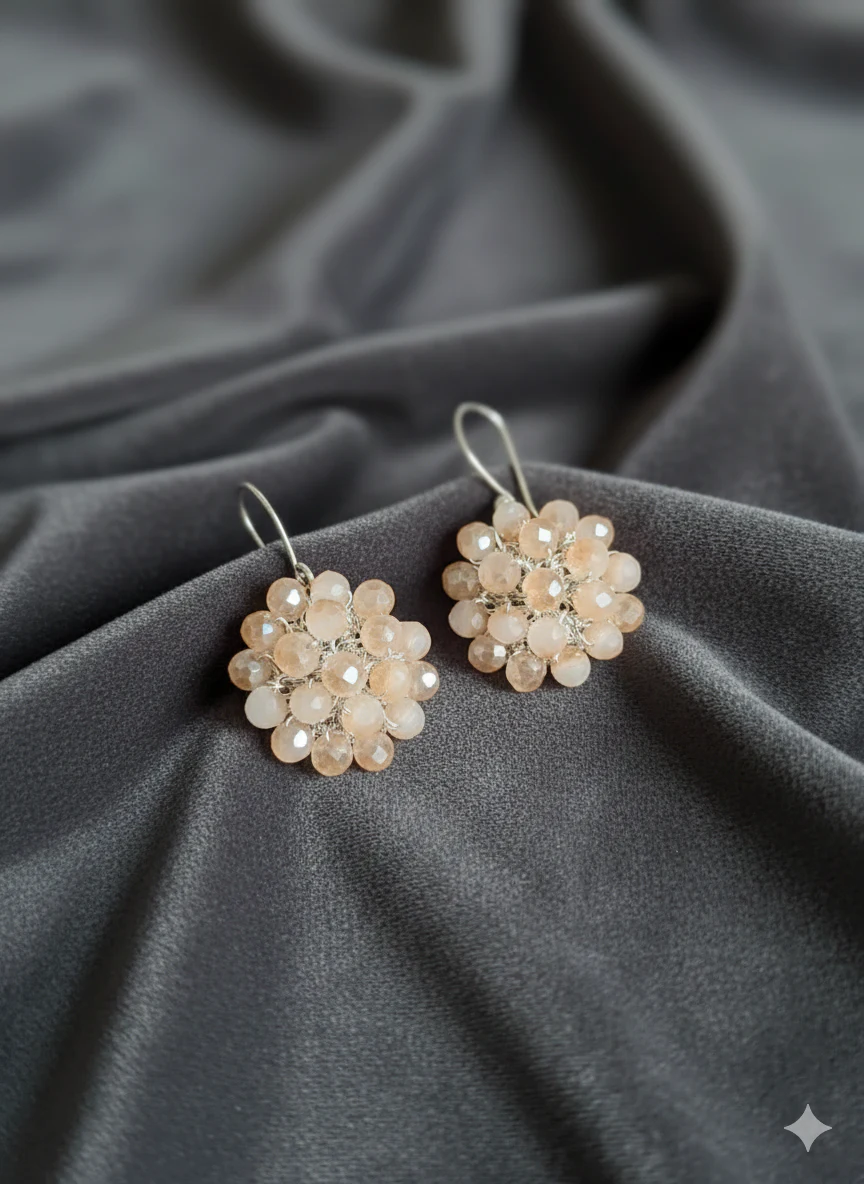 Aretes Botón Crema
