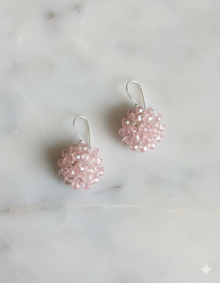 Aretes Botón Rosado