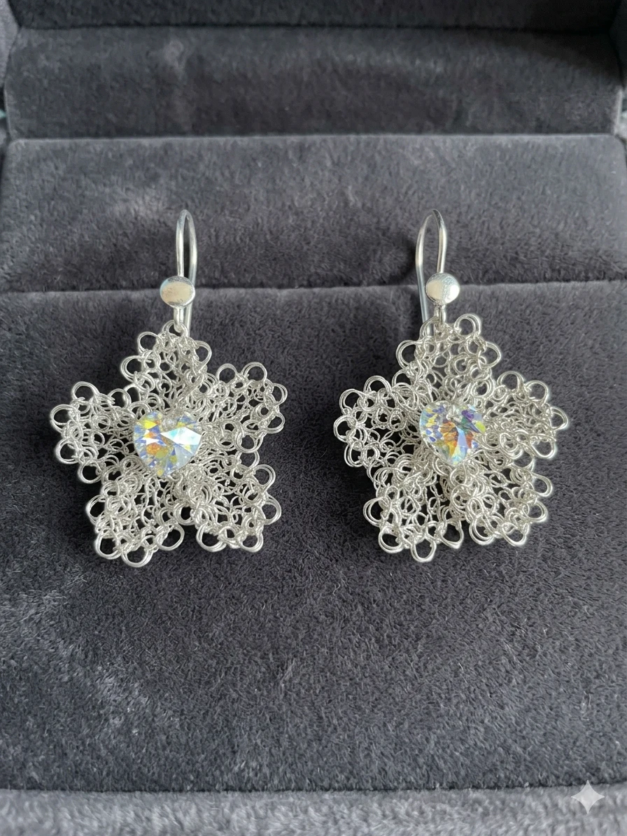 Aretes Flor de Plata Swarovski Modelo 1