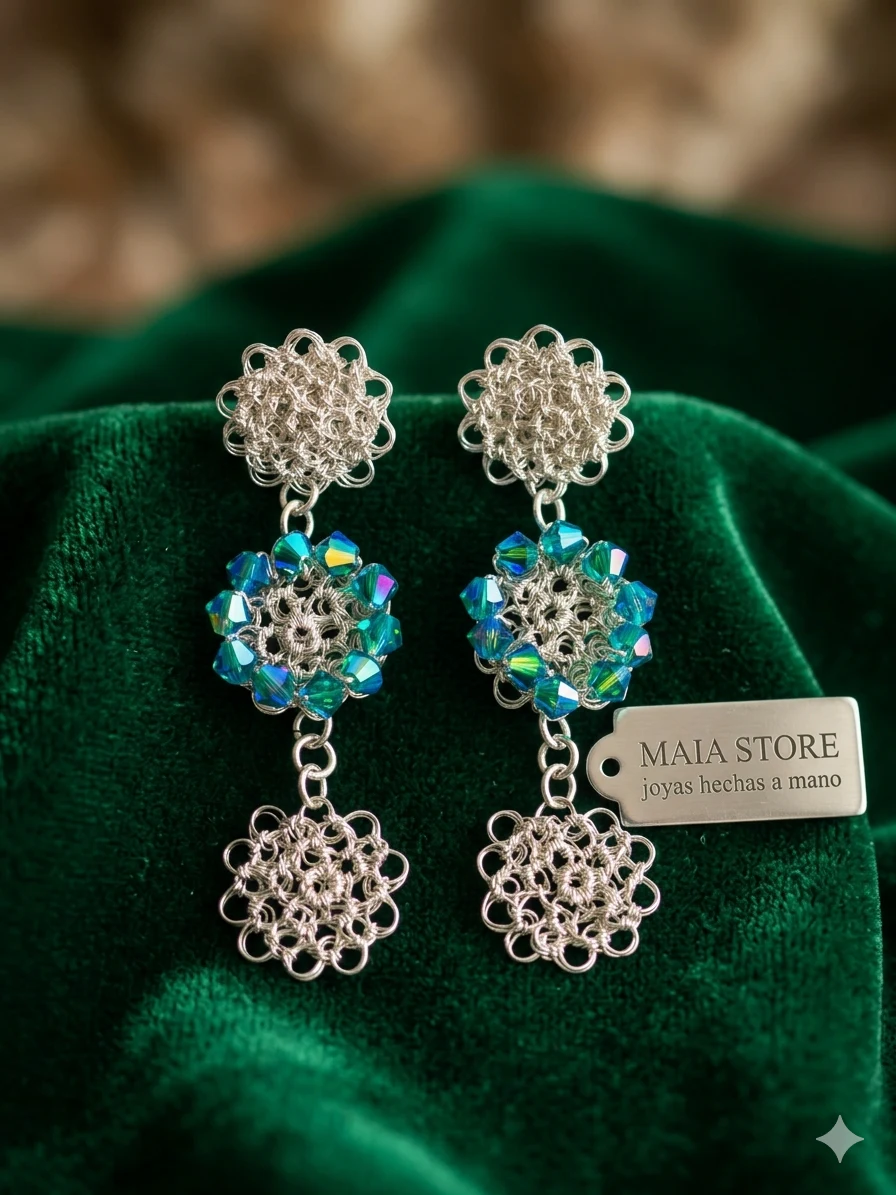 Aretes María Swarovski Turquesa