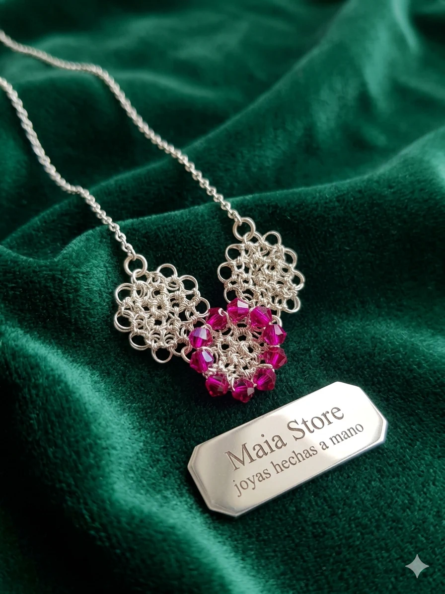 Collar María Swarovski Fucsia
